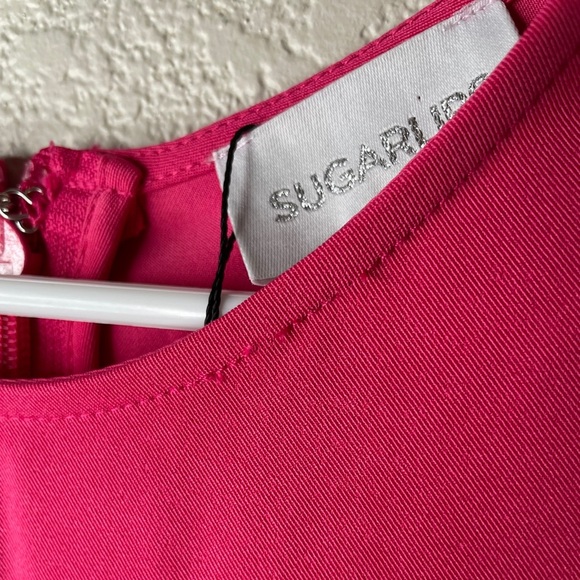 NWT SUGARLIPS Sweet Nothing Tiered Midi Dress  in Fuchsia Pink Size Medium - Picture 11 of 16